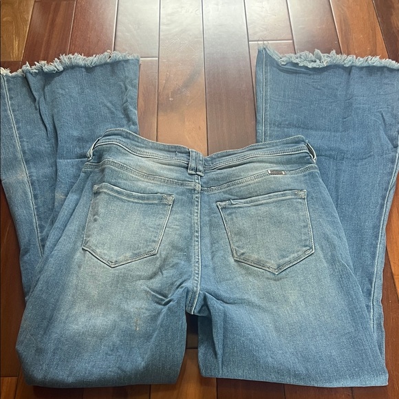 KanCan Light Blue Distressed Flare Jeans with Button Front - Picture 7 of 8